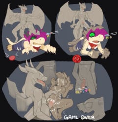 animal_genitalia anthro big_penis biped bodily_fluids breasts claws clothed clothing comic cum cum_drip cum_in_mouth cum_in_vagina cum_inside cum_on_belly cum_on_body cum_on_breasts cum_on_chest defeat_sex defeated despair dominant dominant_male dripping duo elemental_creature erection esmeralda_(runicknight) evil_grin female female_penetrated female_raped fleshlight_position forced forced_vaginal gameplay_mechanics gargoyle genital_fluids genitals group gui health_bar helpless hi_res horn inanimate_transformation large_penetration larger_anthro larger_dom larger_male lizard male male/female male_penetrating male_penetrating_female male_rape male_raping_female masturbation membrane_(anatomy) membranous_wings mineral_fauna multiple_images multiple_scenes penetration penile penile_penetration penis penis_in_vagina petrification pulsefailure quick_time_event rape reptile rock rock_creature scalie sex sheath size_difference small_breasts smaller_anthro smaller_female smaller_penetrated smaller_raped smile stepping_on_head tail thick_tail tongue tongue_out topless topless_female torn_clothing torso_grab transformation transformation_sequence vaginal vaginal_penetration wings