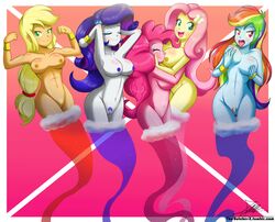 applejack_(mlp) blue_skin breast_sucking fluttershy_(mlp) friendship_is_magic genie humanized my_little_pony orange_skin pink_hair pinkie_pie_(mlp) purple_hair rainbow_dash_(mlp) rainbow_hair rarity_(mlp) smooth_skin tagme the-butch-x white_skin yellow_skin yuri