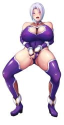 1girl bare_shoulders blush boots bowlegged_pose breasts cleavage cleavage_cutout clothing_cutout covered_nipples dougenzaka_hinako elbow_gloves female_masturbation fingerless_gloves fishnets full_body game_asset gloves half-closed_eyes high_heel_boots high_heels highleg highleg_leotard huge_breasts kongeraatio large_variant_set leotard looking_at_viewer makeup masturbation masturbation_through_clothes mole mole_under_mouth nail_polish non-web_source open_mouth purple_boots purple_eyes purple_gloves purple_leotard purple_nails purple_thighhighs self-datamine shiny_clothes short_hair silver_trim simple_background smile solo spread_legs tachi-e taimashi_ayano thigh_boots thighhighs thighs through_clothes tongue transparent_background variant_set white_hair