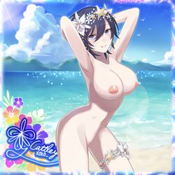 beach blue_hair cattleya_(gothic_wa_mahou_otome) gothic_wa_mahou_otome nude photoshop