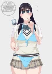 bikini black_hair blush clothed clothing kamen_rider kamen_rider_gotchard_(series) otokam1117 rinne_kudo short_skirt skirt tagme thighs tokusatsu