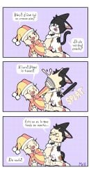 absurd_res bodily_fluids breasts bunnyta clothing clown clown_costume clown_makeup comic cream_pie_(food) cum cum_in_vagina cum_inside dessert dialogue domestic_cat duo felid feline felis female food fur genital_fluids genitals hat headgear headwear hi_res humor lagomorph leporid male male/female male_penetrating mammal messy mr_harinezumi pastry penetration penile penile_penetration penis penis_in_vagina pie_(food) pie_in_face prank rabbit sex smile spanish_text tail teeth text translation_request vaginal vaginal_penetration white_body
