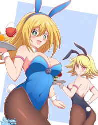 backless_outfit bunny_ears bunnysuit dark_magician_girl gagaga_girl huge_breasts ken-pai_(kenpai_arts) large_breasts leotard looking_at_viewer tight_clothing waitress yu-gi-oh!