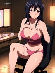 1girls ai_generated akeno_himejima big_breasts blesseddo cleavage high_school_dxd long_hair looking_at_viewer pink_eyes solo