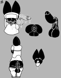 black_body donut_anus jokingbing latex low_hanging_balls male male_only non-human oc original_character saliva_drip saliva_on_penis saliva_on_tongue saliva_string saliva_trail self_upload toony ushanka