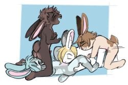 4boys anal anthro anthro_on_anthro anthrofied binkybnuuy blowjob doggy_style ensemble_stars! foursome furry hajime_shino lagomorph mashiro_tomoya nito_nazuna oral rabbit sketch_lines tenma_mitsuru yaoi