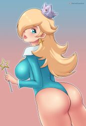 1girls ass bimbo blue_eyes boobs breasts butt chronosth1 crown female female_only gummslime mario_(series) masterdoodle one_female princess_rosalina solo solo_female solo_only super_mario_galaxy