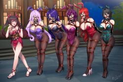 6+girls acheron_(honkai:_star_rail) ball_gag black_hair black_swan_(honkai:_star_rail) bondage bunny_ears bunnysuit coffle collar crotch_rope cute harem high_heels himeko_(honkai:_star_rail) honkai:_star_rail kafka_(honkai:_star_rail) leash linked_collar pantyhose pink_hair purple_hair red_hair rope_bondage ruan_mei_(honkai:_star_rail) slave slavegirl sparkle_(honkai:_star_rail) standing sufawest tied tied_up