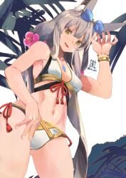 1girls bikini bracelet breasts cat_ears catgirl core_crystal facial_markings grey_hair looking_at_viewer medium_breasts midriff navel nia nia_(blade) nintendo side-tie_bikini side-tie_swimsuit sou_(pale_1080) sunglasses sunglasses_on_head swimsuit twintails white_bikini white_swimsuit xenoblade_(series) xenoblade_chronicles_2 yellow_eyes