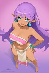 1girls blue_eyes breasts chel chel_(cosplay) chel_(the_road_to_el_dorado) cleavage earrings female female_only jpeg pointy_ears purple_hair revenantart shantae shantae_(character) signature solo standing the_road_to_el_dorado thighs