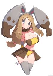 1girls alternate_breast_size big_breasts breasts cleavage cosplay diggersby_(cosplay) female female_only game_freak gonzarez gonzarez1938 huge_breasts milf nintendo pokemon pokemon_(cosplay) pokemon_xy serena_(pokemon) simple_background skirt teenager thick_thighs thighs white_background