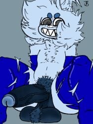 blue_fur blue_hair dirty_penis grinning_at_viewer jokingbing latex_boots latex_gloves male male_only oc original_character spread_legs