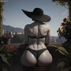 1female 1girls 3d ai_generated alcina_dimitrescu ass back_view big_ass big_butt black_hair black_panties blunny curvaceous curvy curvy_figure dark_hair fat_ass female female_only from_behind huge_ass huge_butt large_ass large_breasts milf mother pale-skinned_female pale_skin panties resident_evil resident_evil_8:_village sitting solo stable_diffusion villain villainess voluptuous voluptuous_female waist wide_hips wide_thighs