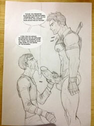 2boys after_oral cum cum_on_face dialog ephorox erect_nipples erection exposed_nipples fingerless_gloves gay handjob holding_penis huge_cock large_penis larger_male looking_at_partner male male_only minho monochrome penis_out photo_(object) shirt_up side_view size_difference sketch skinny smaller_male source_request sweat testicles text the_maze_runner thomas thomas_(the_maze_runner) tousled_hair underwear_down veiny_penis yaoi