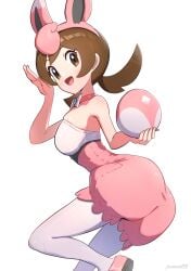 1girls alternate_costume big_ass big_butt brown_eyes brown_hair cosplay female female_only gonzarez gonzarez1938 lyra_(pokemon) nintendo pokemon pokemon_(cosplay) pokemon_hgss twintails wigglytuff_(cosplay)