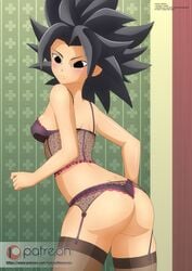 1girls ass black_eyes black_hair breasts caulifla dat_ass dragon_ball dragon_ball_super female female_only jonatan_gonzales light-skinned_female light_skin lingerie long_hair panties saiyan solo spiky_hair stockings thighhighs thong_panties voluptuous zel-sama