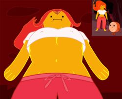 adventure_time breasts bun_bun busty cartoon_network cleavage crop_top erect_nipples flame_princess midriff