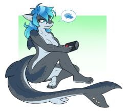 ambris angry_face anthro edit edited erika_(ambris) naked_female nintendo_switch shark_girl shark_tail