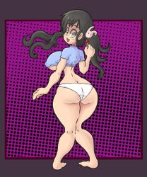 1girls ass ass barefoot big_ass big_breasts big_breasts big_butt black_hair blue_shirt breasts breasts feet female female_only female_solo huge_ass huge_breasts huge_butt lollipop lotikmac panties shirt soles solo solo_female solo_only toes twintails twintails white_panties yellow_eyes