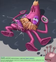 1boy 4_legs artist_upload beard breath commentary_request cranchee cum cumshot evilevilevil full_body grey_eyes half-closed_eyes imagination imagining jacking_off laying_on_back lidded_eyes male masturbation monster motion_lines multi_limb my_singing_monsters mythical_island orange_hair orgasm penis pink_body post_orgasm purple_penis request self_upload smiling solo solo_focus solo_male speakers squid strombone suckers sweat sweating tear tearing_up tentacle tentacle_on_penis thought_bubble veiny_penis