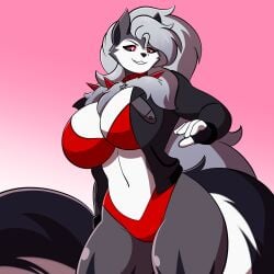 big_breasts breasts cleavage female furry hellhound helluva_boss loona_(helluva_boss) lunarartstudios_(artist) thick_thighs wide_hips