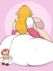 1girls ass belly big_ass big_belly breasts fat gabbadraws mario_(series) mario_kart princess_peach toad_(mario) translucent