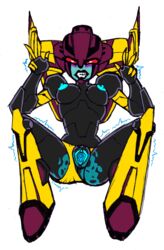 alien_girl blue_nipples blush blushing clenched_teeth cum decepticon double_v drag_strip drag_strip_(femme) dragstrip female heart-shaped_pupils lubricant machine panties panties_aside peace_sign pussy_juice robot robot_girl spread_legs tbinsfw transformers transformers_animated trembling unusual_cum v vagina wet wet_panties wet_pussy yellow_panties