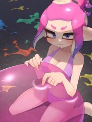 balloon big_breasts bikini blush boobs octoling octoling_girl organ_rn sitting splatoon splatoon_(series) splatoon_3