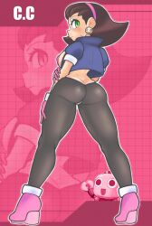 1girls ass ass_cleavage big_ass big_breasts big_butt bikini_top blush busty capcom champchidi facing_away fat_ass large_breasts looking_at_viewer looking_back mega_man mega_man_legends pantyhose pose posing sensual sideboob tron_bonne