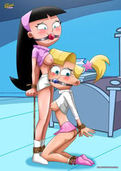 arms_behind_back asian ball_gag bondage bound_together breasts breasts_out femsub gag gagged kneeling multiple_girls multiple_subs nickelodeon rope rope_bondage slavetoon straight_hair the_fairly_oddparents trixie_tang veronica_star