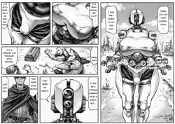 1boy 1girls 2018 abs ada_(fallout) ass assaultron black_and_white blood bubble_butt death dialogue double_deck fallout fallout_4 female huge_ass huge_breasts human large_breasts machine male_death monochrome muscular_female nude outdoors pussy robot sole_survivor sole_survivor_(male) standing text thick_thighs translated video_games voluptuous vulva wide_hips