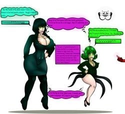 2girls alternate_breast_size brain_drain english_text female female_focus fubuki_(one-punch_man) hypnosis mind_break mind_control multiple_girls one-punch_man tatsumaki text unaware valentinetiffalexhunter