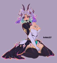 ass breasts heels league_of_legends midriff morgana star_nemesis_morgana thighhigh_boots thighs