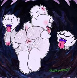 anthro anus anus_focus ass boo_(mario) eyebrows freckled_butt freckled_face freckles genitals ghost ghost_tail group hi_res jaywalk_cunty male male/male mario_bros nintendo penis presenting presenting_hindquarters presenting_penis size_difference small_but_hung small_penis small_tail spirit spread_anus spread_butt spreading tail tongue tongue_out unibrow