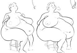 1girls belly big_thighs breasts cantankeravian edie_(cantankerous_avian) fat_rolls female huge_belly huge_breasts obese obese_female thighs weight_gain