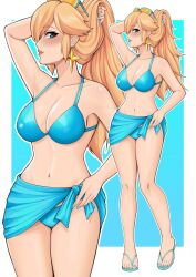 bikini blonde_hair blue_eyes breasts female female_only mario_(series) nintendo princess_rosalina saikoart1st solo super_mario_galaxy swimsuit