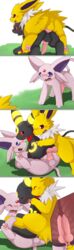 anal anal_knotting anal_sex animal_genitalia animal_penis balls blush double_anal double_knotting double_penetration duo eeveelution erection espeon fangs feral feral_on_feral group group_sex internal jolteon km-15 knot knotting male male_penetrating nintendo open_mouth orgasm penetration penis pokémon_(species) pokemon pokemon_(species) sex shazz_brinxray simple_background tongue tongue_out umbreon video_games yaoi