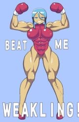 abs animated animated blue_eyes blue_hair boxing_gloves muscle_growth muscles muscular muscular_female tagme vein veins video