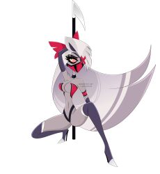 cleavage eclipsa78 hazbin_hotel mask pose posing solo solo_female spear tagme vaggie_(hazbin_hotel)