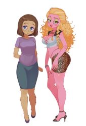 avenue_q beauty_mark big_breasts clothed crop_top cute full_body furry fuzzy kate_monster lucy_the_slut miniskirt pink_skin puppet skirt