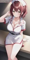 ai_generated ai_hands anime anime_style big_breasts breasts doctor female female_human female_only girl girls nurse nurse_cap nurse_clothing nurse_hat nurse_uniform only_female only_girl red_hair soli_sketch yellow_eyes