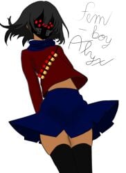 blue_skirt codename_willow decaying_winter femboy grey_hair original original_character red_shirt roblox roblox_game servo_head source_request tagme