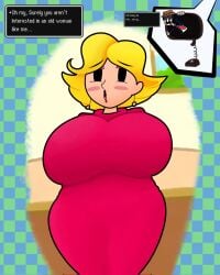 big_breasts blonde_hair earrings earthbound earthbound_(series) earthbound_series milf mother_(series) mother_2 ness's_mom ness’s_dad pink_eyeliner pink_lipstick red_dress teaset_haliley thick_thighs wide_hips