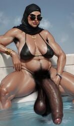 ai_generated arab_futa_auntie(briang1748) big_penis briang1748 burka dark-skinned_female dark_foreskin dark_penis futa_san futanari hijab huge_ass huge_cock island pubic_hair religion tan-skinned_futanari tan_body tanned_skin