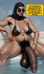 ai_generated arab_futa_auntie(briang1748) big_penis bikini briang1748 burka dark-skinned_female dark_foreskin dark_penis english_text futa_san futanari hijab huge_ass huge_cock islam mature mature_female mommy mother nsfw pubic_hair religion tan-skinned_futanari tan_body tanned_skin