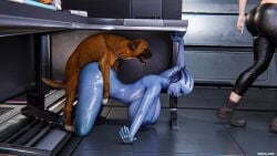 3d 4k alien alien_girl asari bestiality big_breasts blue_skin breasts canine highres huge_breasts k9 large_breasts liara_t'soni male mass_effect mehlabs nude nude_female penis zoophilia