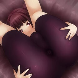 1boy girly human legs_over_head looking_at_viewer male short_hair solo trap wachiwo