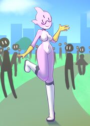 amphibian being_watched exhibitionism female group hylotl misa_(nekuzx) mob_face nekuzx nipples nude public public_nudity pussy solo_focus starbound video_games