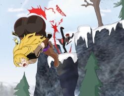 adam_taurus attack bubble_butt falling_down groan kick meme omnipotrent rooster_teeth rwby yang_xiao_long