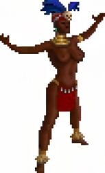 animated big_breasts breasts dark_skin headwear low_poly low_res master_of_magic no_bra official_art official_style partially_clothed sharee_(master_of_magic) tagme video